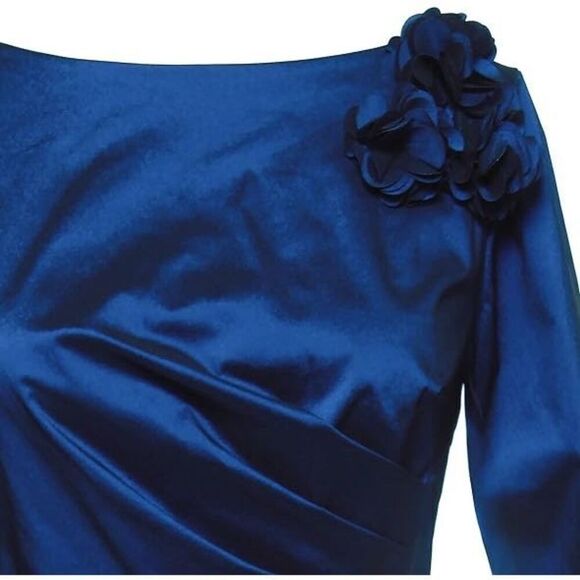 Alex Evenings Womens Side Ruched Midi Sheath Dress navy blue size 6 - Picture 3 of 10